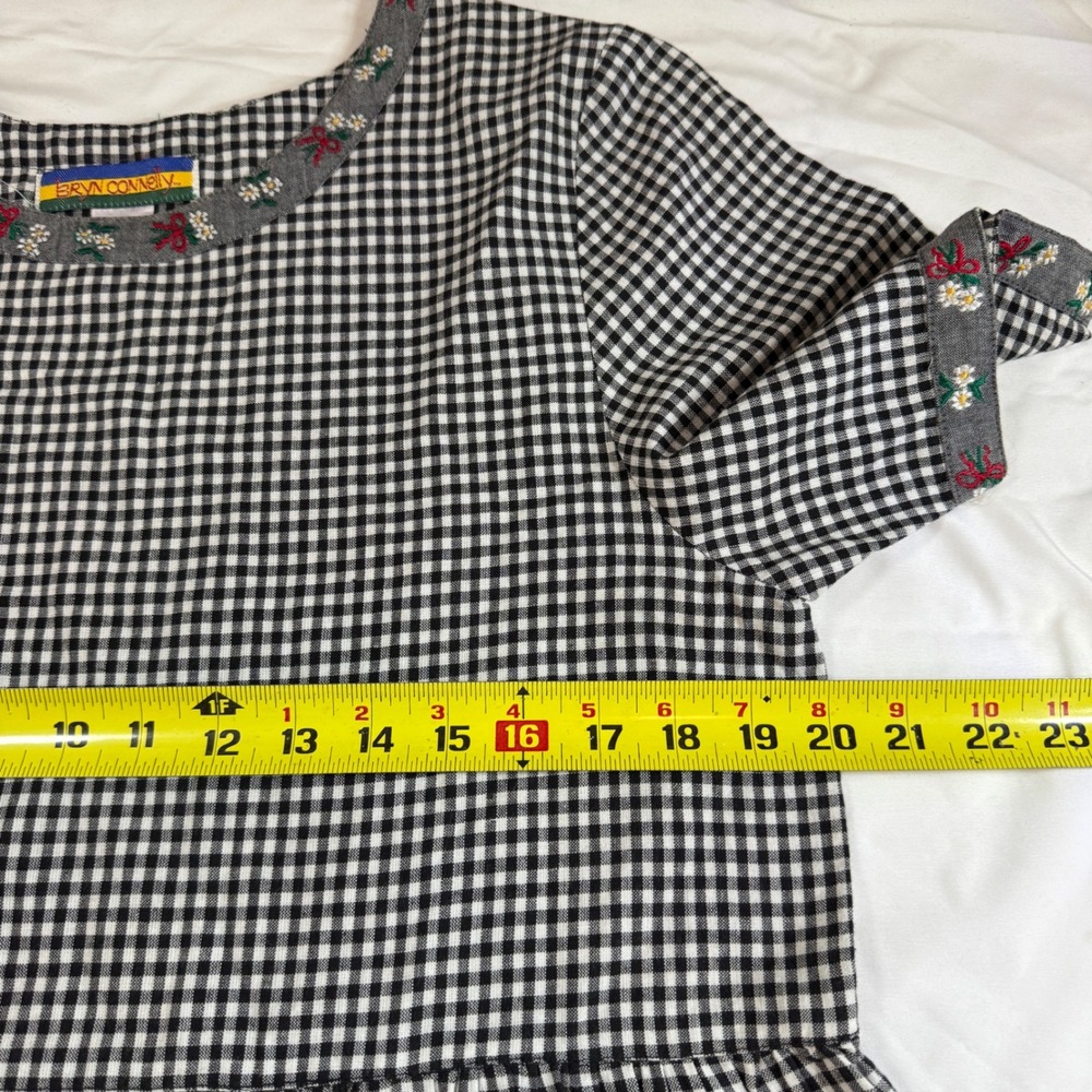 Vintage Bryn Connelly Gingham Embroidered Cotton Midi Dress M Cottagecore Boho - Picture 4 of 7
